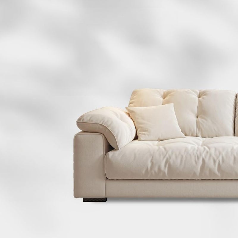 Comfynest Minimalist Sofa Couch – Cream Upholstered Tufted Back Sofa with Pillow Top Arms & Concealed Support - Image 4